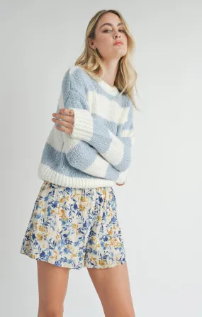 Clara Chunky Stripe Sweater | Ivory Sky